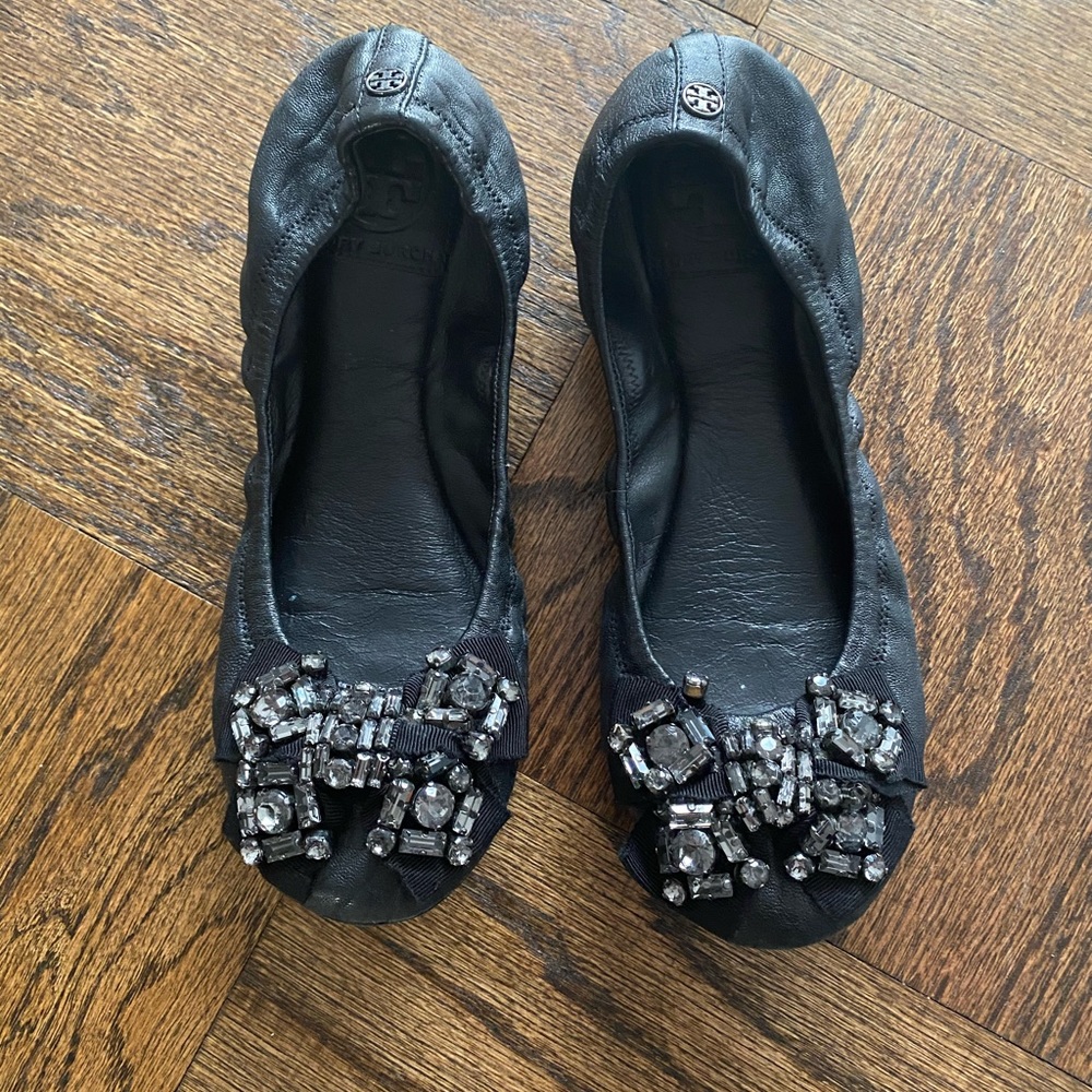Tory Burch Azalea Jeweled Bow Ballerina Flats